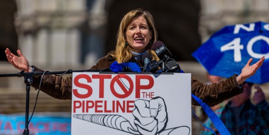 Karenna Gore, Director of the Center of Earth Ethics at Columbia University speaking at the rally to save NYS from FERC and to ask Governor Cuomo to protect NYS water by denying required water quality certificate for Constitution Pipeline